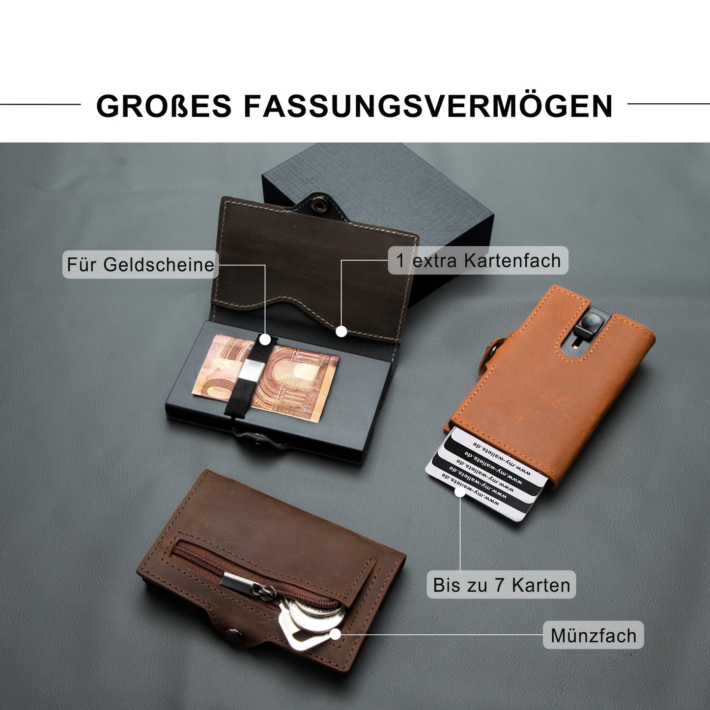 My-Wallets | Minimalistisch mit Münzfach | Hochwertiges Echtleder