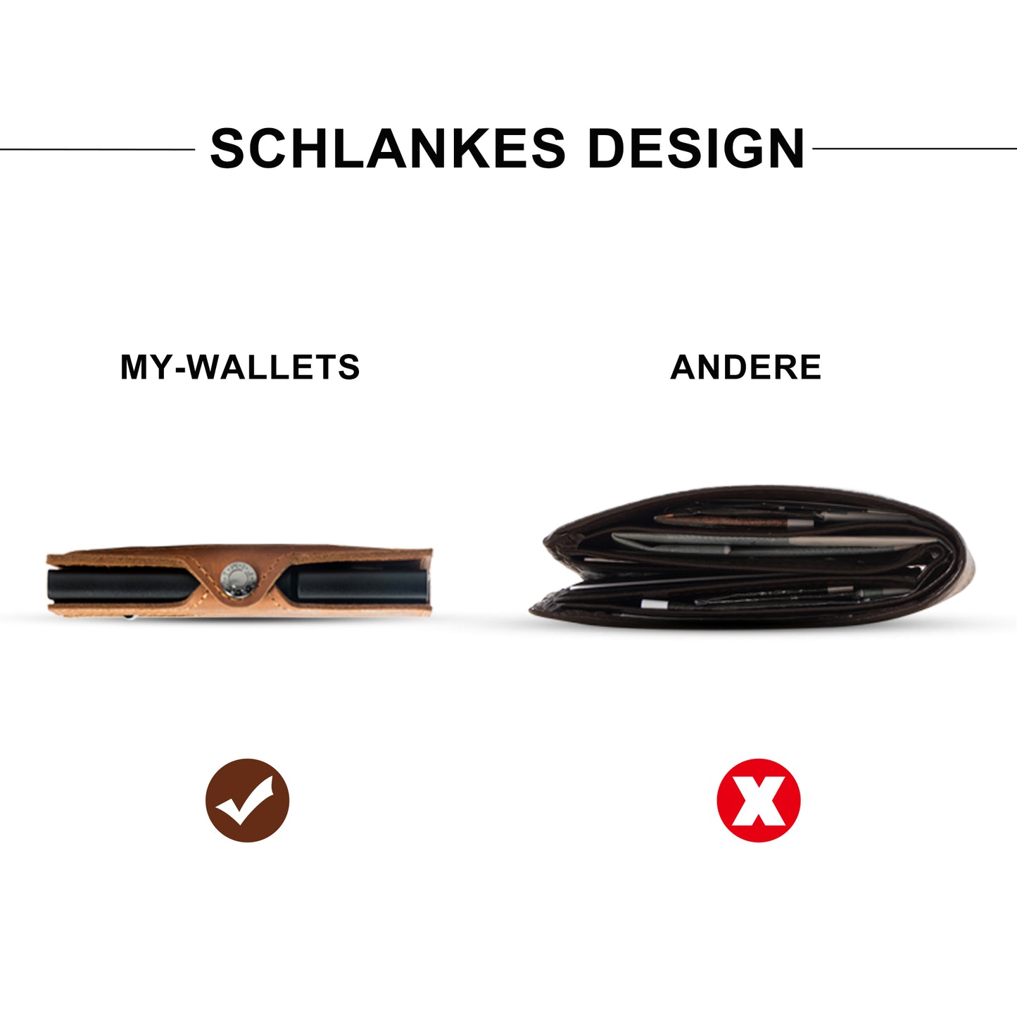 My-Wallets | Minimalistisch mit Münzfach | Hochwertiges Echtleder