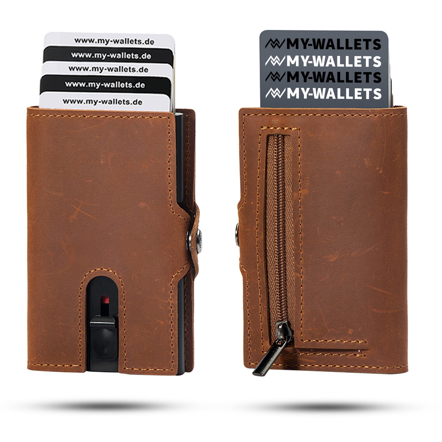 My-Wallets | Minimalistisch mit Münzfach | Hochwertiges Echtleder
