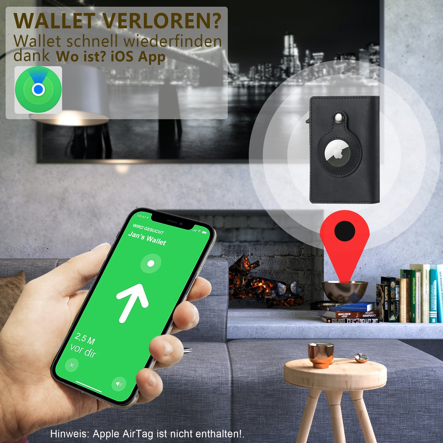 My-Wallets | Mit AirTag-Fach | Hochwertiges Echtleder